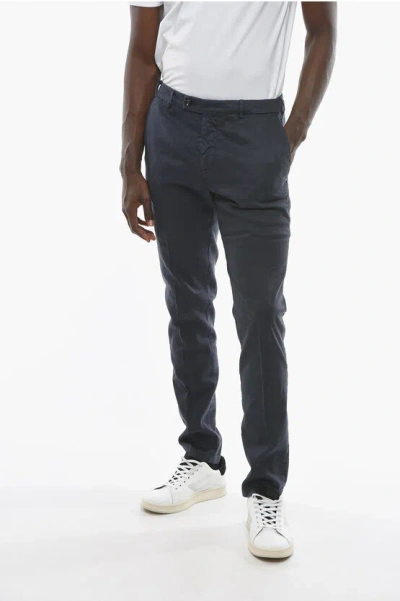 Cruna Flax And Cotton Marais Pants With Flap Pockets In Blue