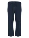 Cruna Navy Blue Straight-leg Trousers With Adjustable Button Straps