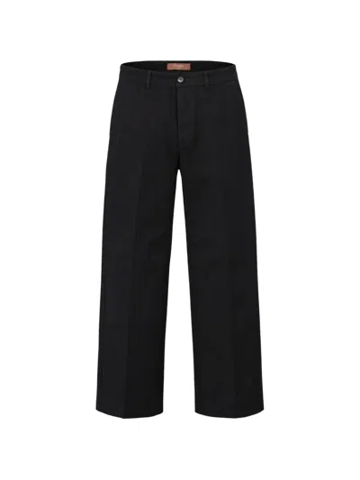 Cruna Greenwich Straight-leg Trousers In Black