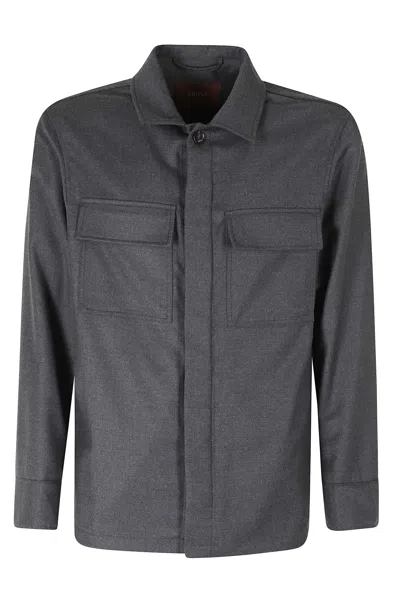 Cruna Grey Boxy Cropped Wool Overshirt