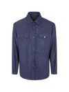 Cruna Herringbone-pattern Flap-pocket Shirt In Blue
