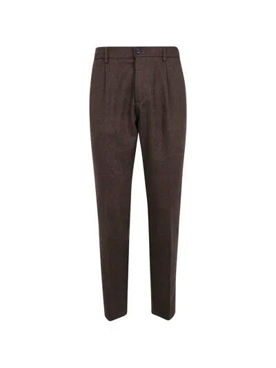Cruna Herringbone-pattern Trousers In Brown