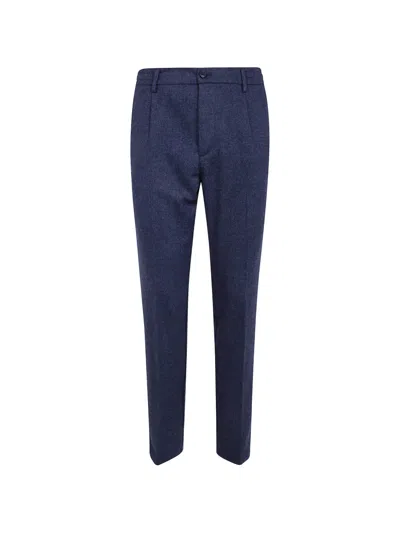 Cruna Herringbone-pattern Wool Trousers In Blue