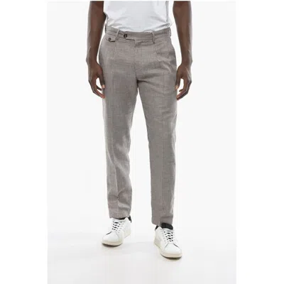 Cruna Houndstooth Motif Virgin Wool And Flax Raval Men's Pants