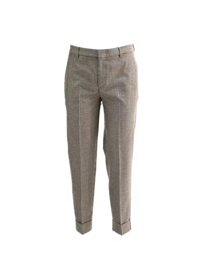Cruna Houndstooth Turn-up Trousers In Brown