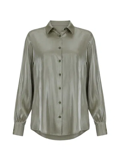 Cruna Ivonne Satin-finish Shirt In Green