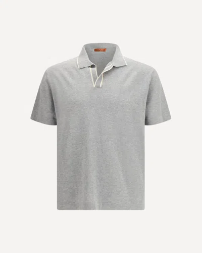 Cruna Knitted Polo With Short Sleeves In Gray