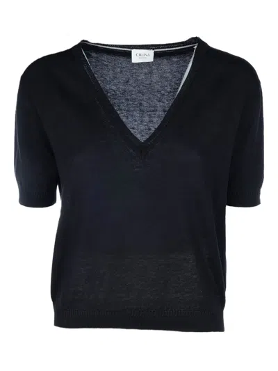 Cruna Knitted T-shirt In Nero