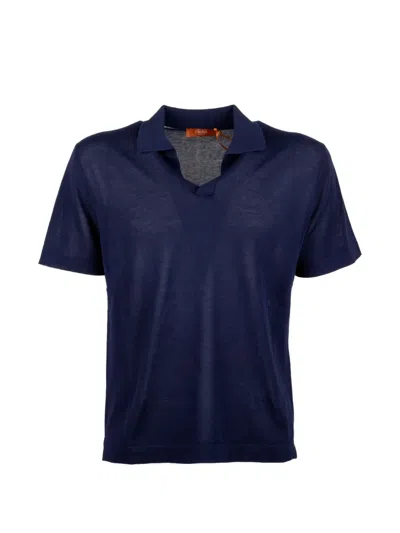 Cruna Levante V-neck Polo Shirt In Blue