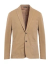 Cruna Man Suit Jacket Camel Size 40 Cotton In Beige