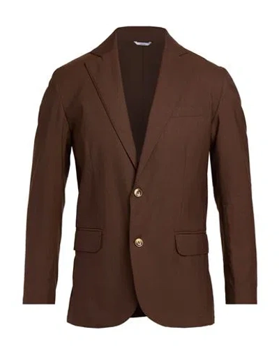 Cruna Man Blazer Camel Size 44 Wool, Polyester, Elastane In Brown