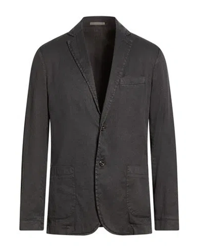 Cruna Man Blazer Charcoal Size 38 Linen, Cotton, Elastane In Grey