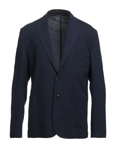 CRUNA CRUNA MAN BLAZER MIDNIGHT BLUE SIZE 42 VIRGIN WOOL, ELASTANE