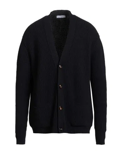 Cruna Man Cardigan Midnight Blue Size 40 Wool, Cashmere In Black