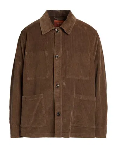 Cruna Man Jacket Khaki Size 40 Cotton, Elastane In Brown