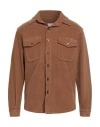 Cruna Man Shirt Tan Size 44 Cotton, Elastane In Gold