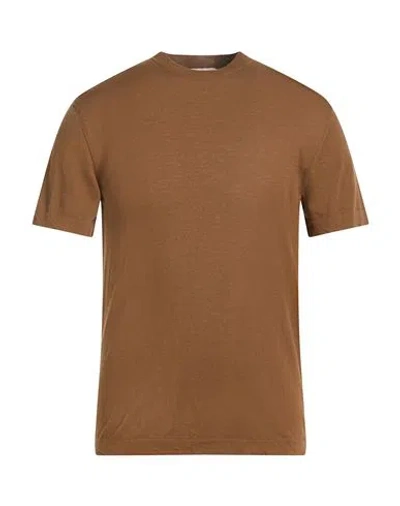 Cruna Man Sweater Camel Size 36 Cotton In Brown