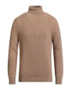 Cruna Man Turtleneck Camel Size 44 Virgin Wool In Sand