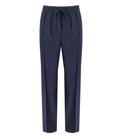 CRUNA MIDNIGHT BLUE VIRGIN WOOL TROUSERS WITH FLAP POCKETS