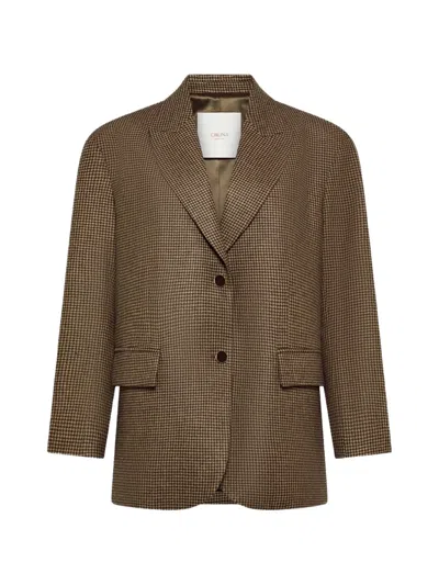 CRUNA MONIA HOUNDSTOOTH-PATTERN BLAZER