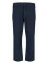 Cruna Navy Blue Straight-leg Trousers With Adjustable Button Straps