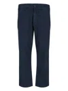 Cruna Navy Blue Straight-leg Trousers With Adjustable Button Straps In Blue