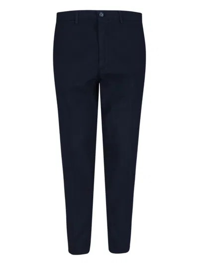 Cruna Navy Cotton Chinos With Straight Leg Design In Blue