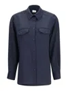 Cruna Blue Structured Flap Pocket Cotton Overshirt In Blue