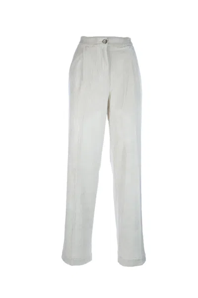 Cruna Pleated Corduroy Trousers In White