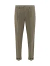 Cruna Pleated Cotton Trousers In Green