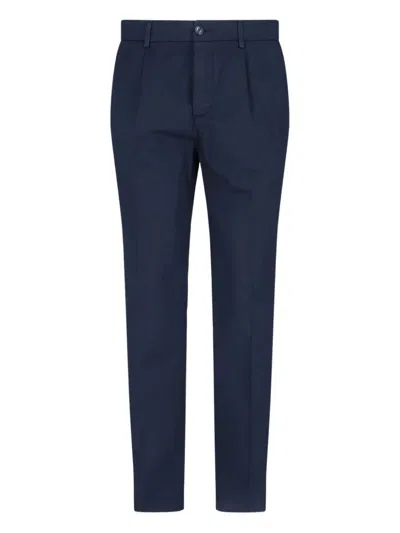 Cruna Pleat-detailed Zip-fly Chino Trousers In Blue