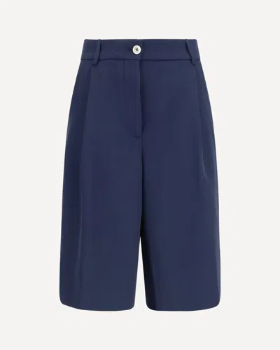 Cruna Pleated Buttoned Shorts In Blue