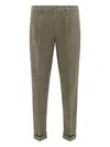 Cruna Pleated Cotton Trousers In Green