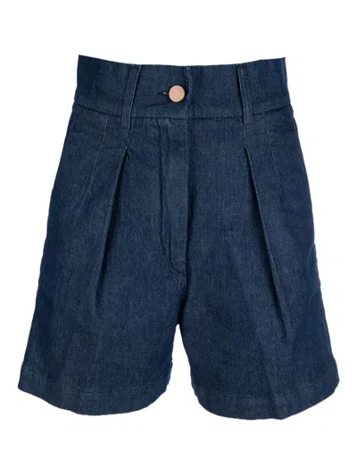 Cruna Pleated Welt-pockets Shorts In Blue
