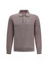 Cruna Knitted Long Sleeved Polo Shirt In Gray