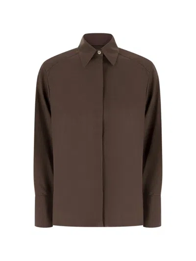 Cruna Sara Concealed-front Shirt In Brown