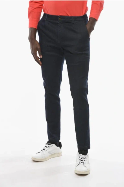 Cruna Slim Fit Marais Single-pleat Trousers In Blue