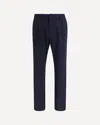 Cruna Navy Blue Straight-leg Trousers With Adjustable Button Straps