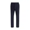 Cruna Navy Blue Straight-leg Trousers With Adjustable Button Straps In Blue