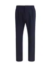 Cruna Navy Blue Straight-leg Trousers With Adjustable Button Straps In Notte