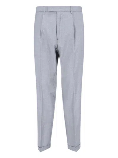 CRUNA STRAIGHT-LEG GREY TROUSERS WITH STRUCTURED WAISTBAND