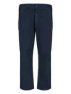 Cruna Navy Blue Straight-leg Trousers With Adjustable Button Straps In Black