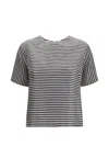 Cruna Striped Button-back T-shirt In Black