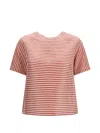 Cruna Striped Button-back T-shirt In Red