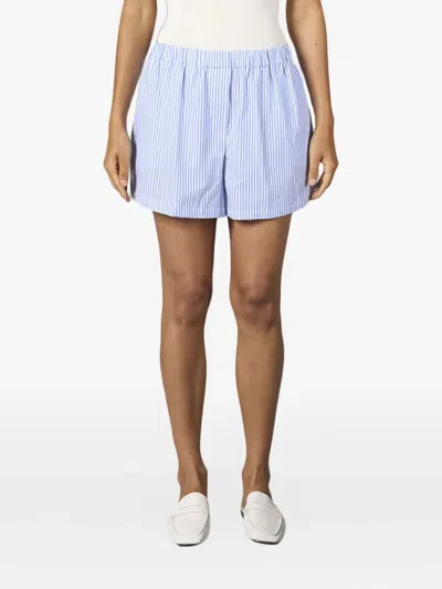 Cruna Striped Elastic-waist Shorts In Blue