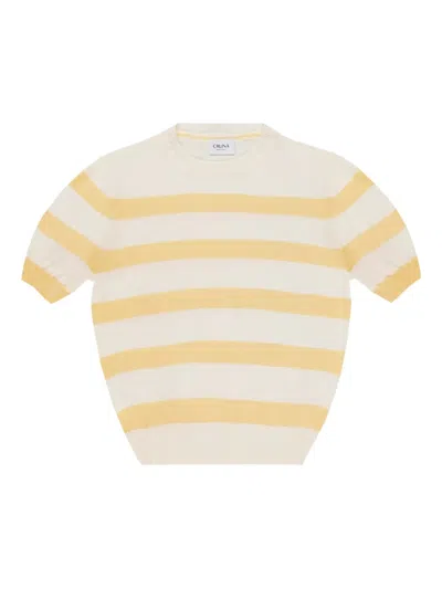Cruna Striped Knit Top In Beige