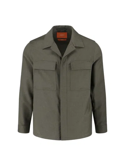 CRUNA STRUCTURED WOOL SHIRT JACKET WITH CLASSIC COLLAR AND CHEST POCKETS