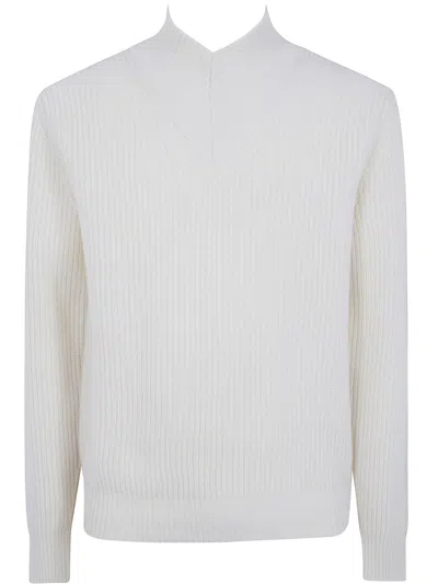 Cruna Ribbed V-neck Sweater In Orange