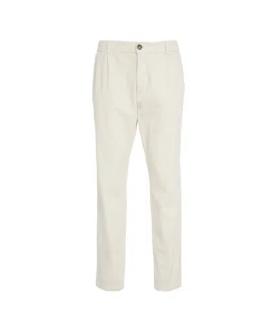 Cruna Tailored Corduroy Trousers With Marked Pleats In White