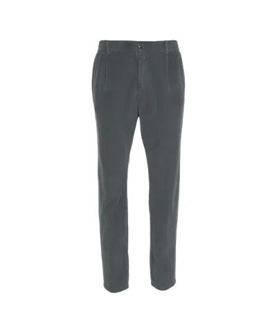 Cruna Tailored Grey Corduroy Trousers With Marked Pleats In Gray
